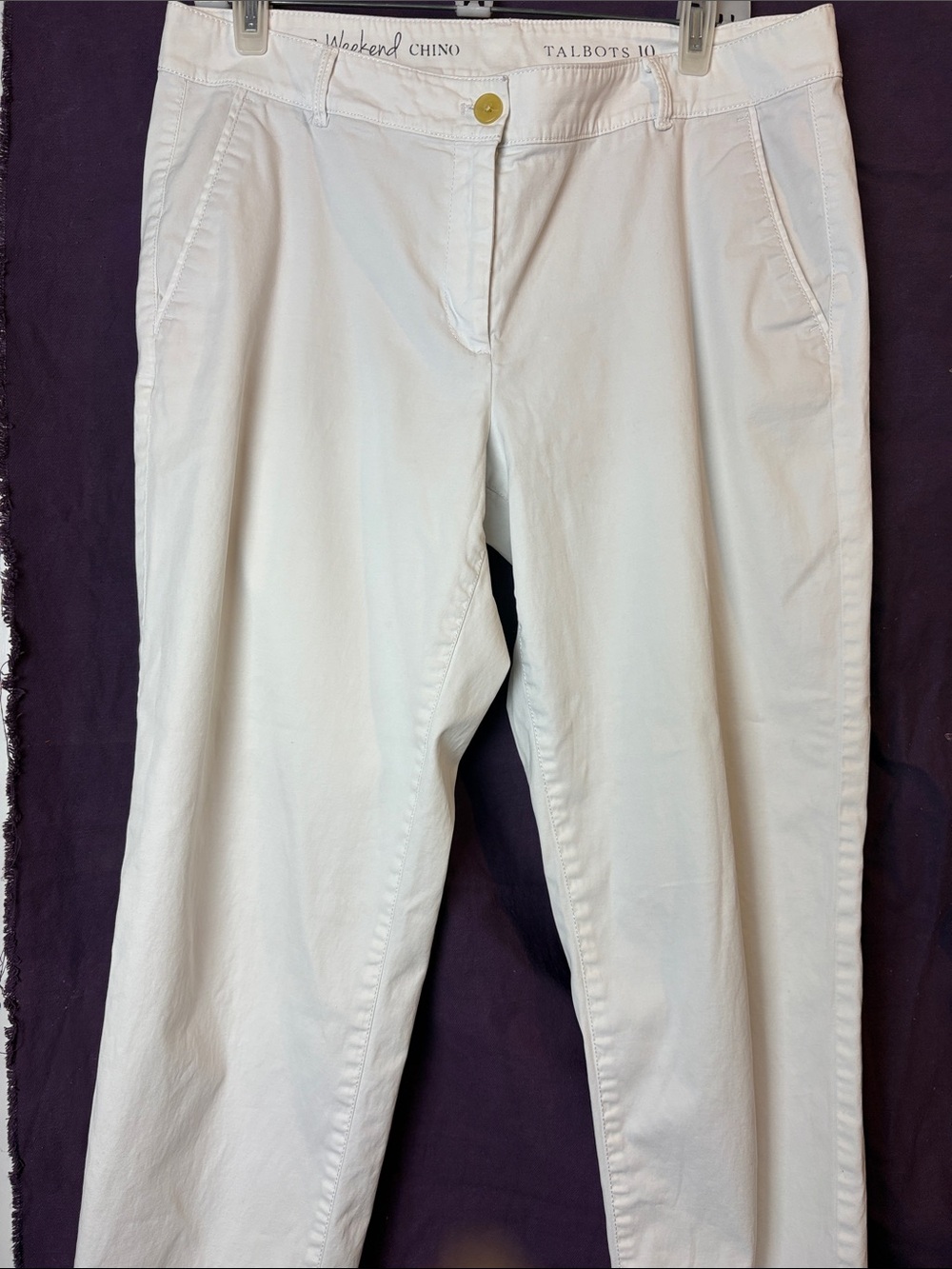 Talbots The Weekend Chino Pants Womens 10 Flat Front Mid Rise Straight White